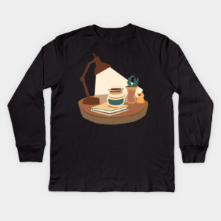 Vintage Reading Corner Coffee Kids Long Sleeve T-Shirt