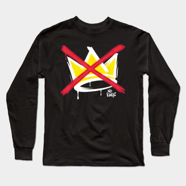 No King Crown Graphic – Anti Authority Street Art Design Long Sleeve T-Shirt by anas ouarid