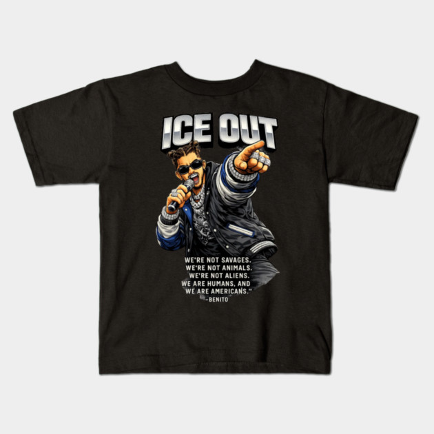 4 Ice Out Bad Bunny Protest Minneapolis Kids T-Shirt by Donald's Store 2
