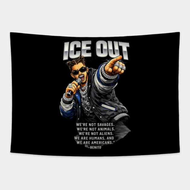 4 Ice Out Bad Bunny Protest Minneapolis Tapestry by Donald's Store 2