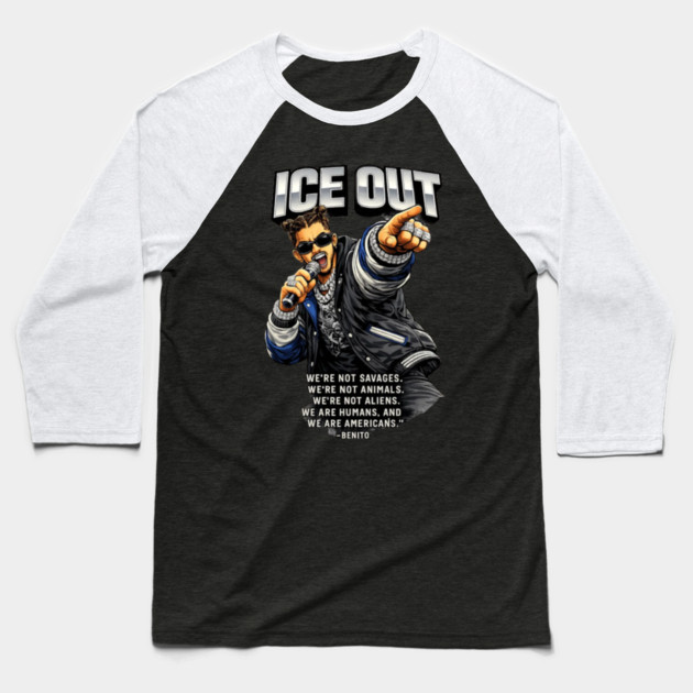 4 Ice Out Bad Bunny Protest Minneapolis Baseball T-Shirt by Donald's Store 2