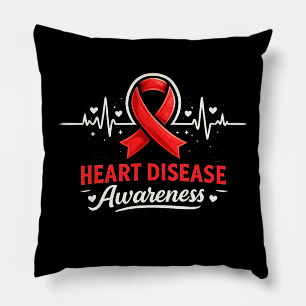 Heart Disease Awareness Heart Health Supporter Cardiovascular Warrior Advocate Pillow by ArtistTee ⭐⭐⭐⭐⭐