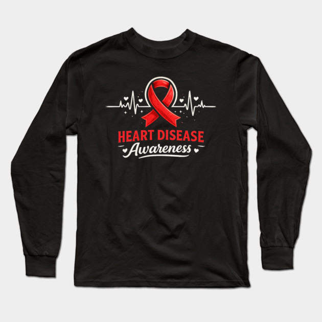 Heart Disease Awareness Heart Health Supporter Cardiovascular Warrior Advocate Long Sleeve T-Shirt by ArtistTee ⭐⭐⭐⭐⭐