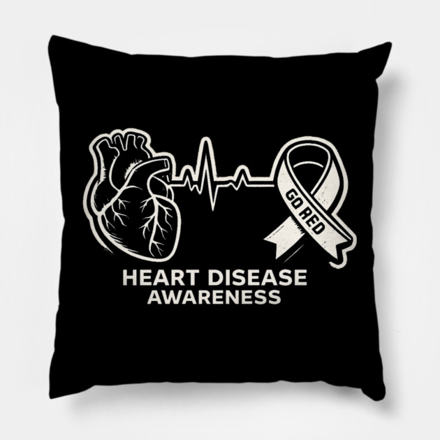 Heart Disease Awareness Go Red Heart Health Support Pillow by ArtistTee ⭐⭐⭐⭐⭐