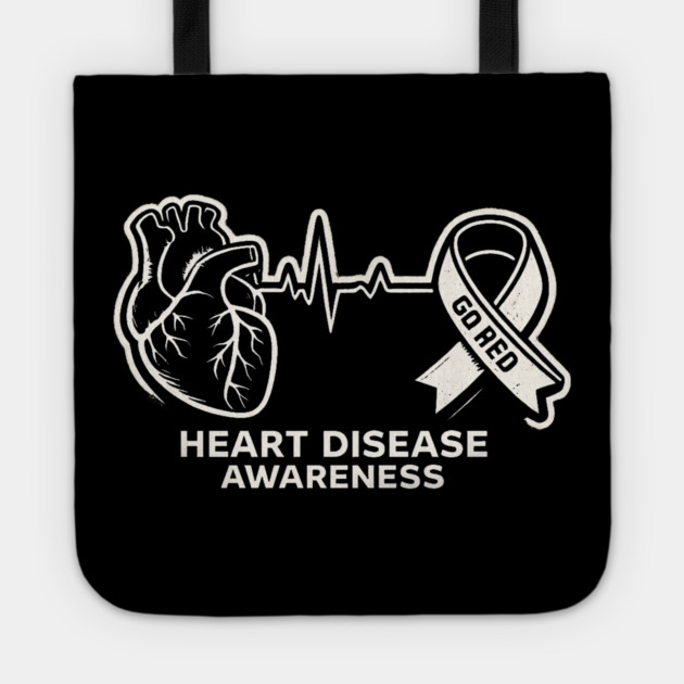 Heart Disease Awareness Go Red Heart Health Support Tote by ArtistTee ⭐⭐⭐⭐⭐