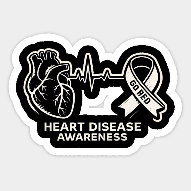 Heart Disease Awareness Go Red Heart Health Support Sticker by ArtistTee ⭐⭐⭐⭐⭐
