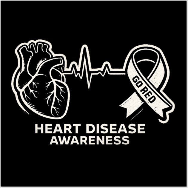 Heart Disease Awareness Go Red Heart Health Support Wall Art by ArtistTee ⭐⭐⭐⭐⭐