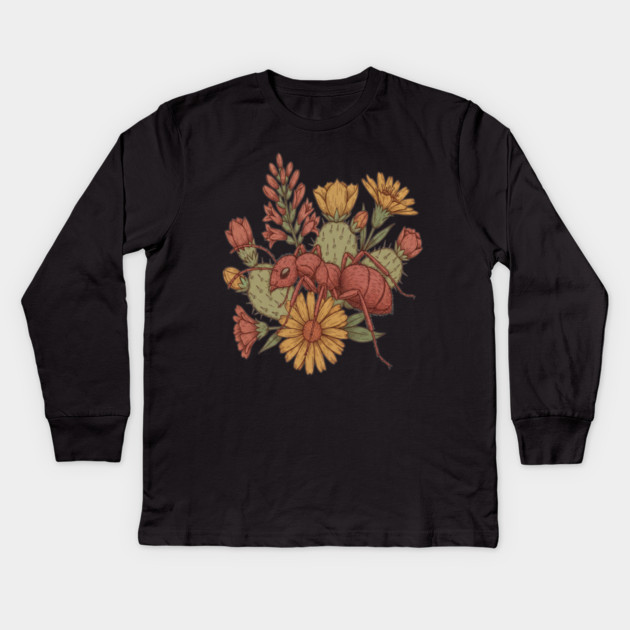 Vintage Desert Velvet Ant Art for Nature Lovers Kids Long Sleeve T-Shirt by BirdsnStuff