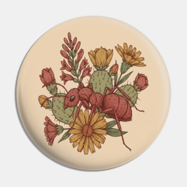 Vintage Desert Velvet Ant Art for Nature Lovers Pin by BirdsnStuff