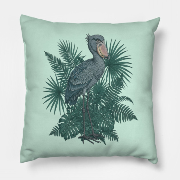 Vintage Shoebill Stork Art for Bird Lovers Pillow by BirdsnStuff