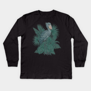 Vintage Shoebill Stork Art for Bird Lovers Kids Long Sleeve T-Shirt