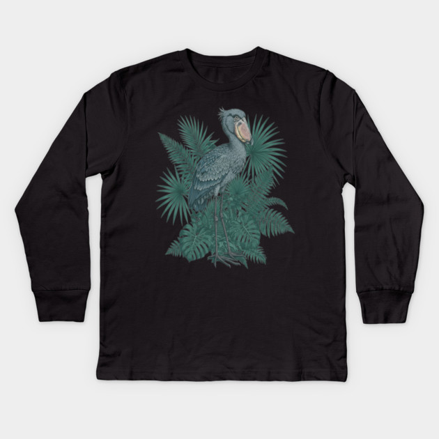Vintage Shoebill Stork Art for Bird Lovers Kids Long Sleeve T-Shirt by BirdsnStuff
