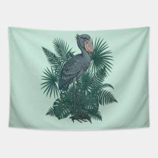Vintage Shoebill Stork Art for Bird Lovers Tapestry