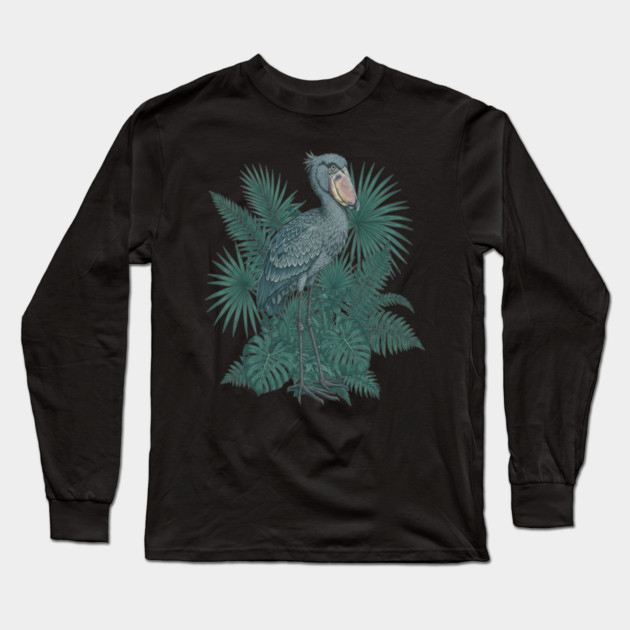 Vintage Shoebill Stork Art for Bird Lovers Long Sleeve T-Shirt by BirdsnStuff