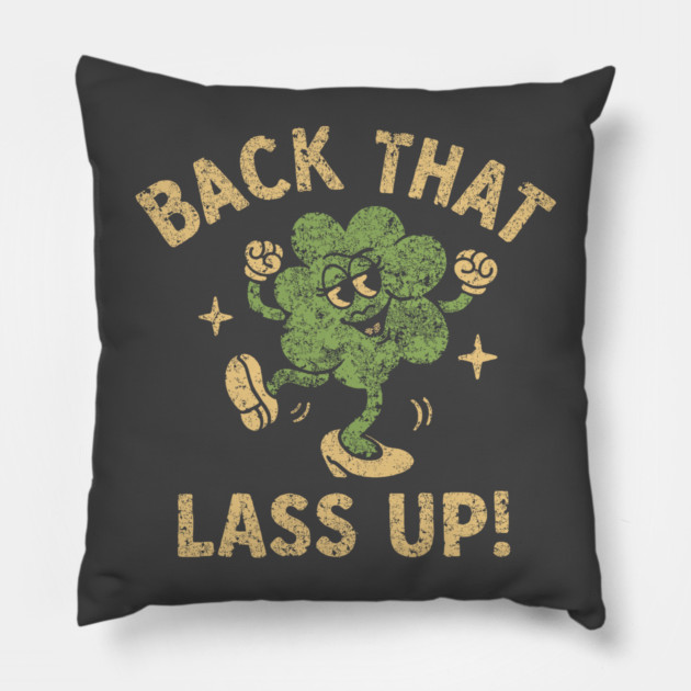 Retro Irish Shamrock – Vintage Distressed  Sassy Irish Clover Humor Pillow by JessArty