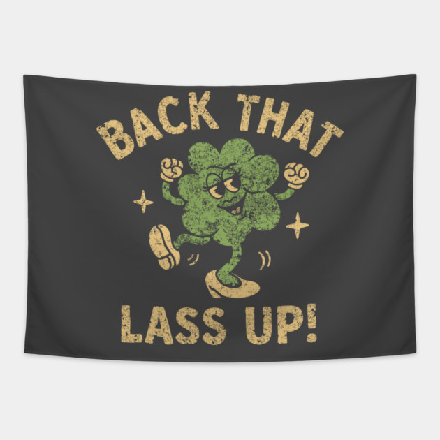 Retro Irish Shamrock – Vintage Distressed  Sassy Irish Clover Humor Tapestry by JessArty