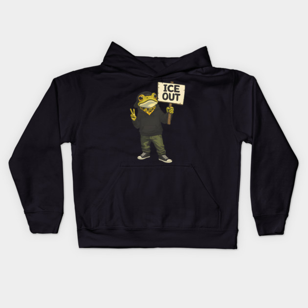 ICE OUT Frog Bad Portland Bunny Protest Kids Hoodie by Donald's Store 2