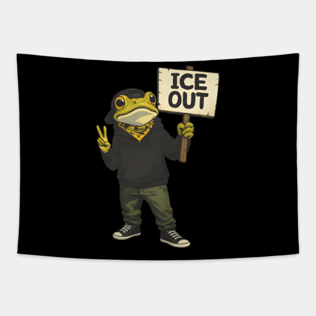 ICE OUT Frog Bad Portland Bunny Protest Tapestry by Donald's Store 2