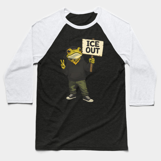 ICE OUT Frog Bad Portland Bunny Protest Baseball T-Shirt by Donald's Store 2