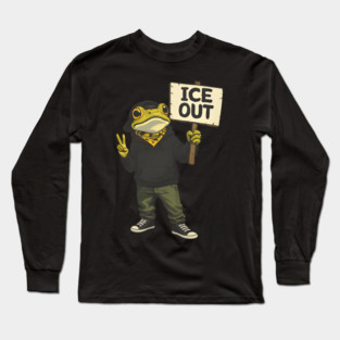 ICE OUT Frog Bad Portland Bunny Protest Long Sleeve T-Shirt