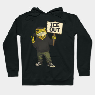 ICE OUT Frog Bad Portland Bunny Protest Hoodie