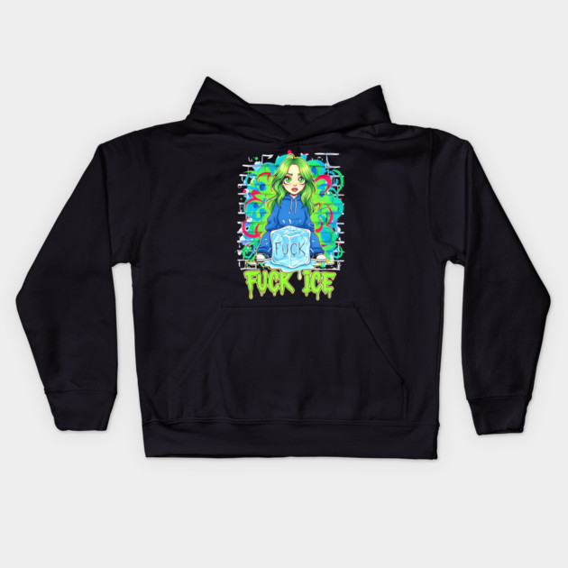 Billie Eilish Fck Ice out now cartoon Kids Hoodie by Donald's Store 2