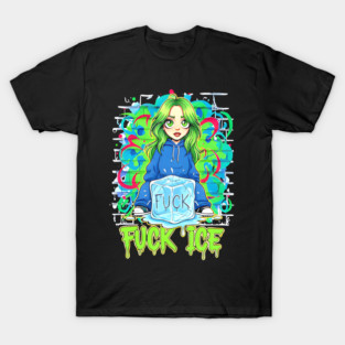 Billie Eilish Fck Ice out now cartoon T-Shirt
