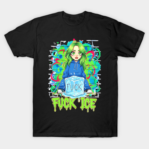 Billie Eilish Fck Ice out now cartoon T-Shirt by Donald's Store 2
