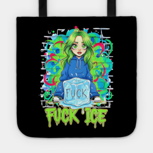 Billie Eilish Fck Ice out now cartoon Tote