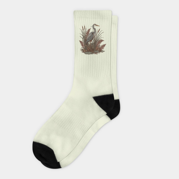 Great Blue Heron Marshland Scene Socks by BirdsnStuff