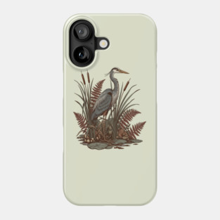 Great Blue Heron Marshland Scene Phone Case