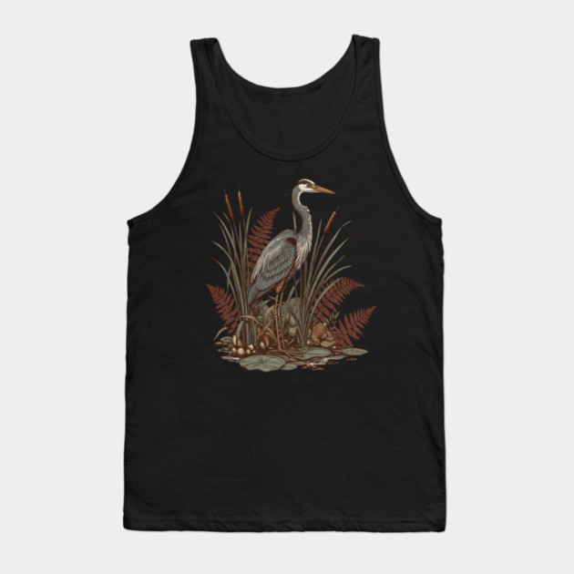Great Blue Heron Marshland Scene Tank Top by BirdsnStuff
