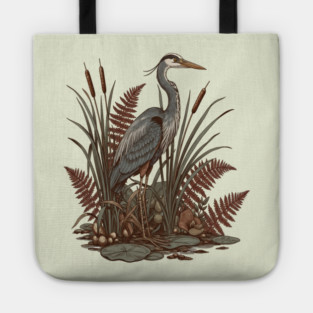 Great Blue Heron Marshland Scene Tote