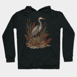 Great Blue Heron Marshland Scene Hoodie