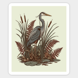 Great Blue Heron Marshland Scene Magnet