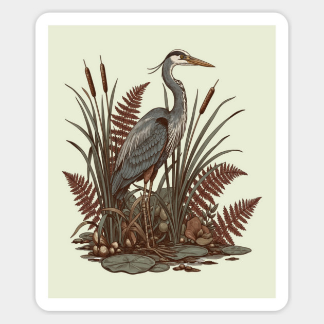 Great Blue Heron Marshland Scene Magnet by BirdsnStuff