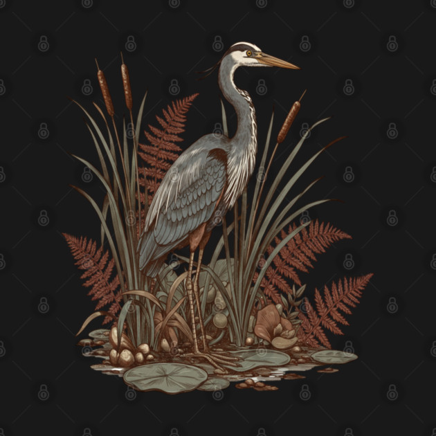 Great Blue Heron Marshland Scene by BirdsnStuff