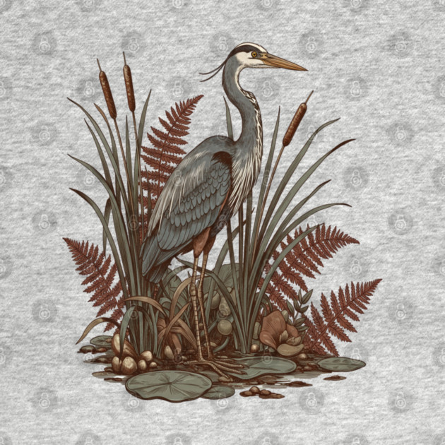Great Blue Heron Marshland Scene by BirdsnStuff