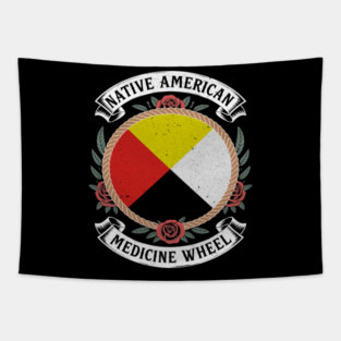 Medicine Wheel Four Directions Indigenous Native American Symbol Tapestry