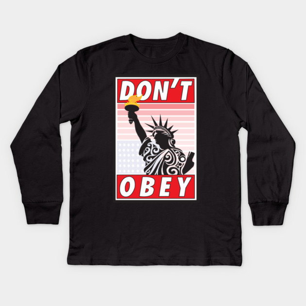 Don't Obey-Stressed Liberty Kids Long Sleeve T-Shirt by DickinsonDesign