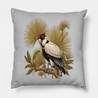 King Vulture in Tropical Palm Canopy Pillow