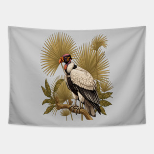 King Vulture in Tropical Palm Canopy Tapestry