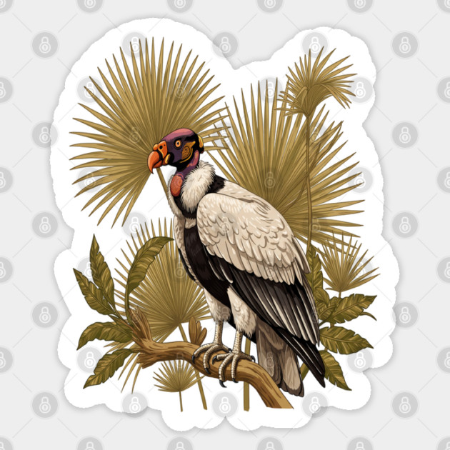 King Vulture in Tropical Palm Canopy Sticker by BirdsnStuff