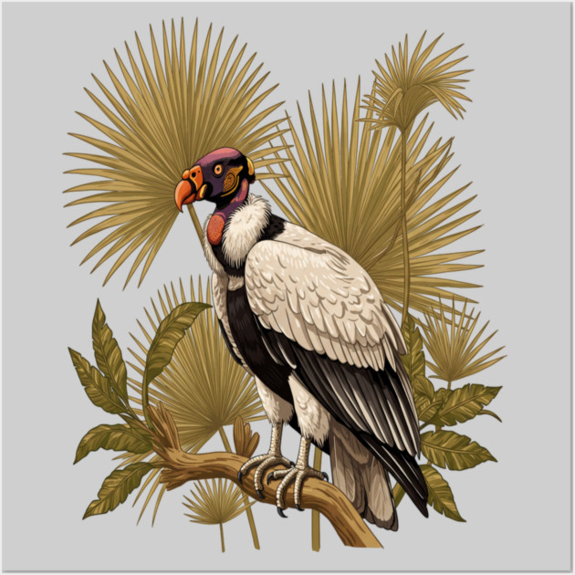 King Vulture in Tropical Palm Canopy Wall Art by BirdsnStuff