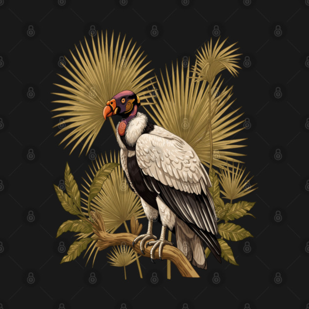 King Vulture in Tropical Palm Canopy by BirdsnStuff