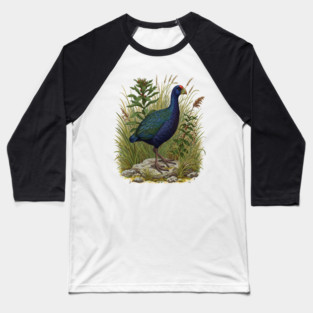 Purple Swamphen Among Wild Wetland Plants Baseball T-Shirt