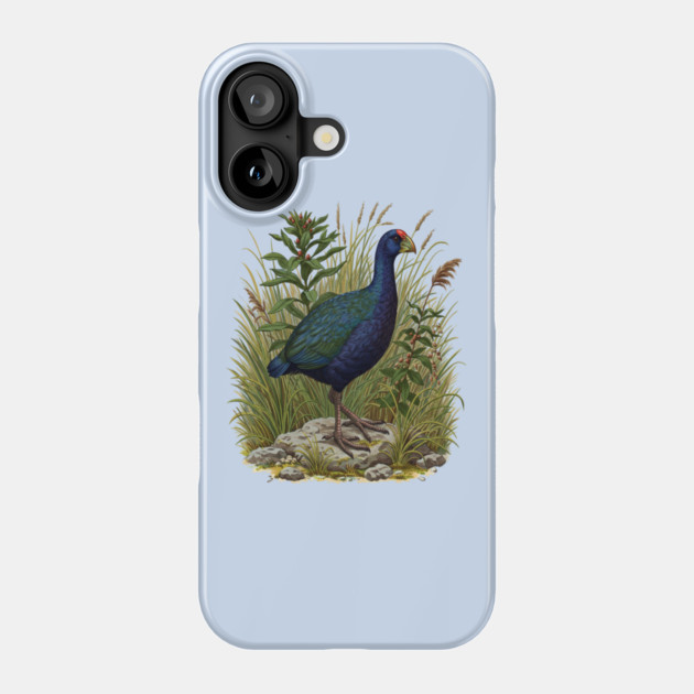 Purple Swamphen Among Wild Wetland Plants Phone Case by BirdsnStuff