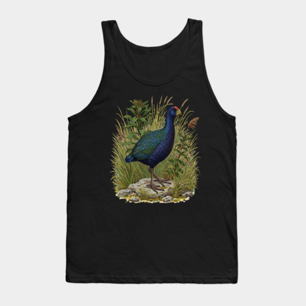 Purple Swamphen Among Wild Wetland Plants Tank Top by BirdsnStuff