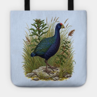 Purple Swamphen Among Wild Wetland Plants Tote