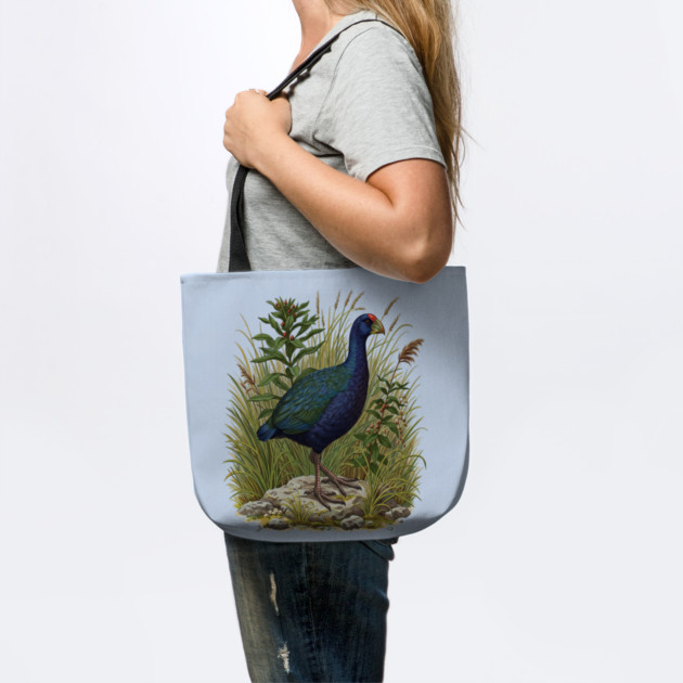 Purple Swamphen Among Wild Wetland Plants by BirdsnStuff